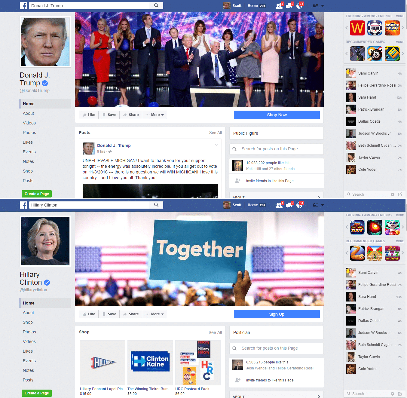 2016 US Presidential Election Facebook Comparison • Tampa SEO Services