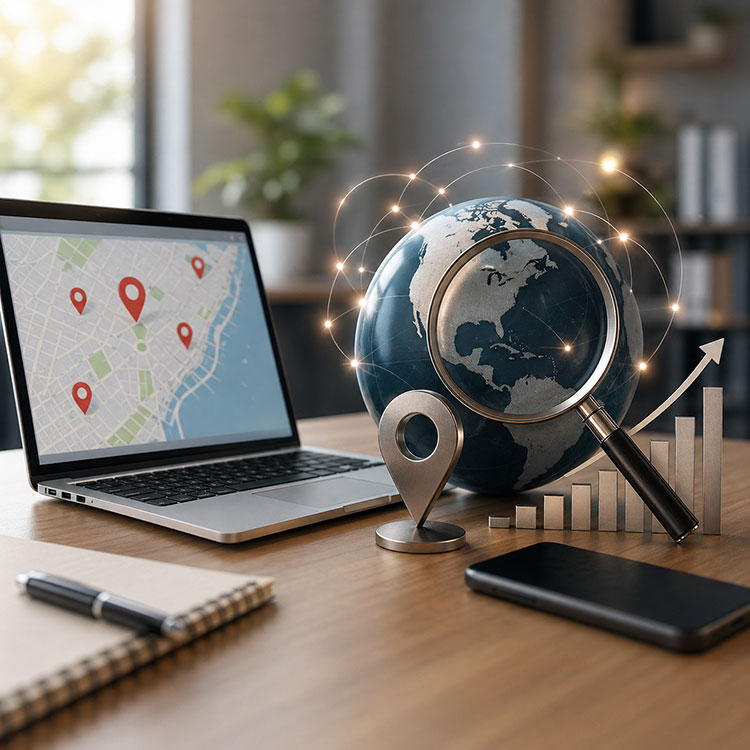 local SEO citations and business listings optimization showing map locations and ranking growth